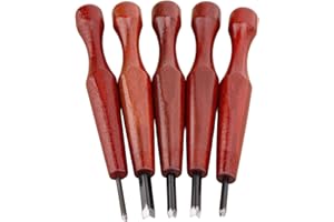 Omninmo 5 Pcs Linocut Carving Tools Set, Triangular Carving Wood Chisel V Shaped Knife for Printmaking Woodcarving Beginners 