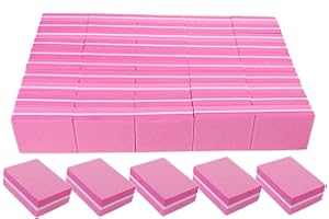 AHATOPIA 180/240 Grit Nail Buffers (50 Pack), Mini Buffer Block Nail File for Acrylic Nails and Natural Nails, Professional Nail Buffer Block Bulk Buffing Blocks for Nail Buff Manicure File Blocks Set Pink