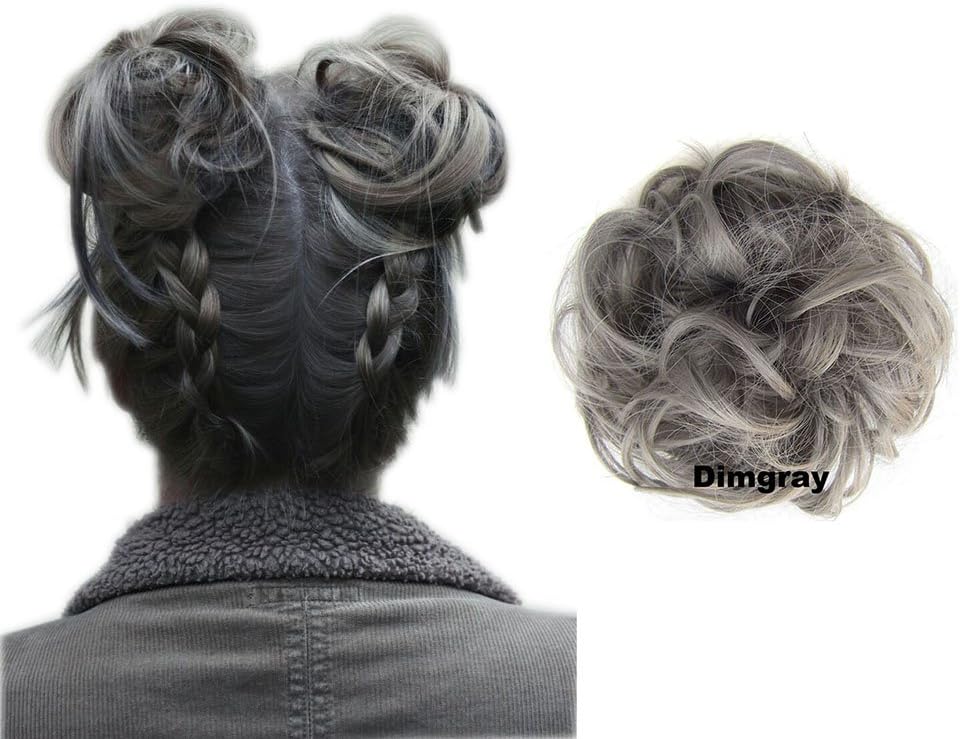 ShowPower Scrunchy Scrunchie Bun Up Do Hair Piece Hair Ribbon Ponytail Extensions Wavy Messy Gray blond mix