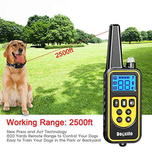 YISENCE Dog Training Collar, Dog Shock Collar with Remote 2500FT Shock Collar for Dogs IPX7 Waterproof Rechargeable w/Beep 99 Levels Vibrate Shock Modes Shock Collar for Small Dogs Medium Large Dogs