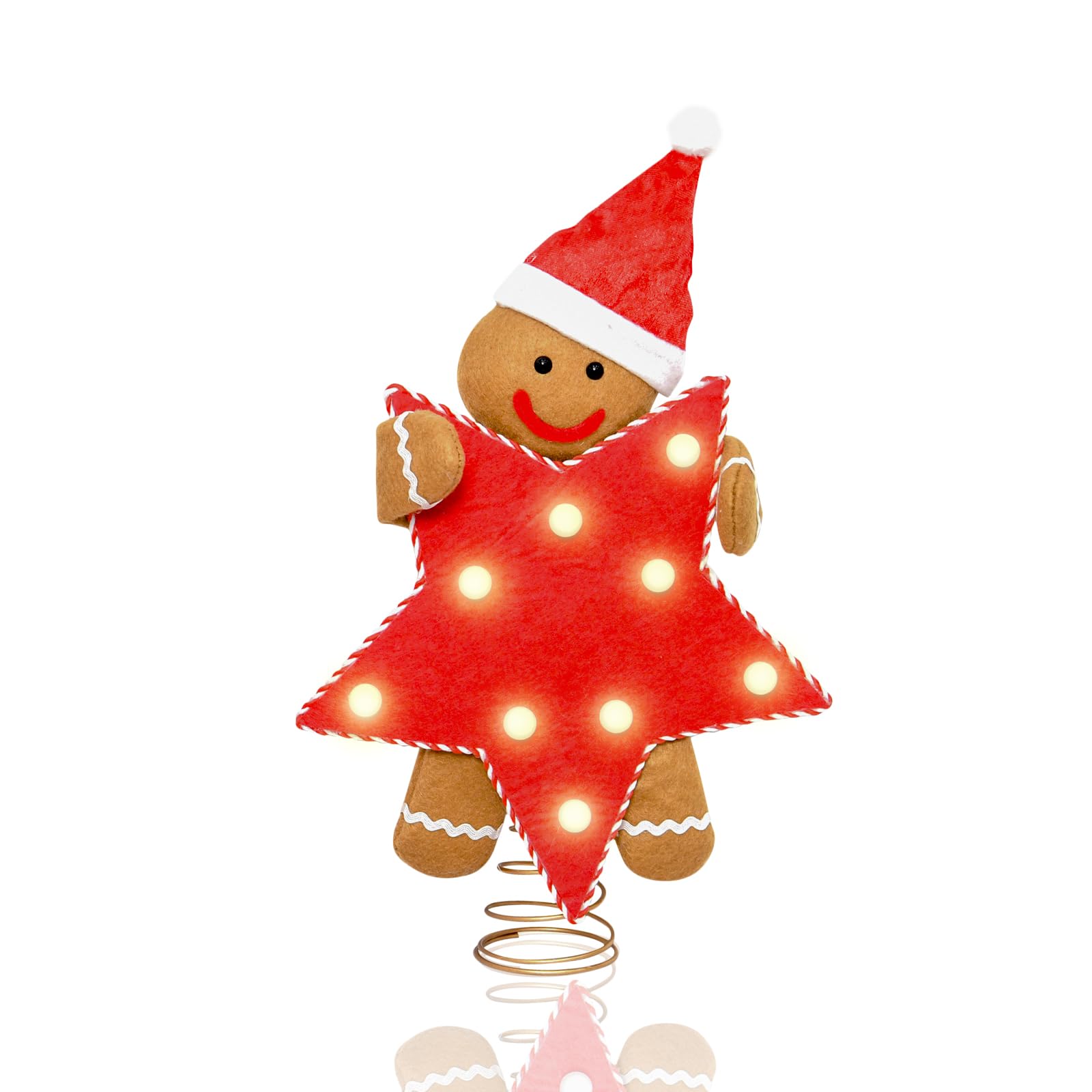 Photo 1 of Gingerbread Man Christmas Tree Topper -Gingerbread Christmas Decorations, Holiday Xmas Decoration Funny Home Decoration L/UP Gingerbread Tree Topper