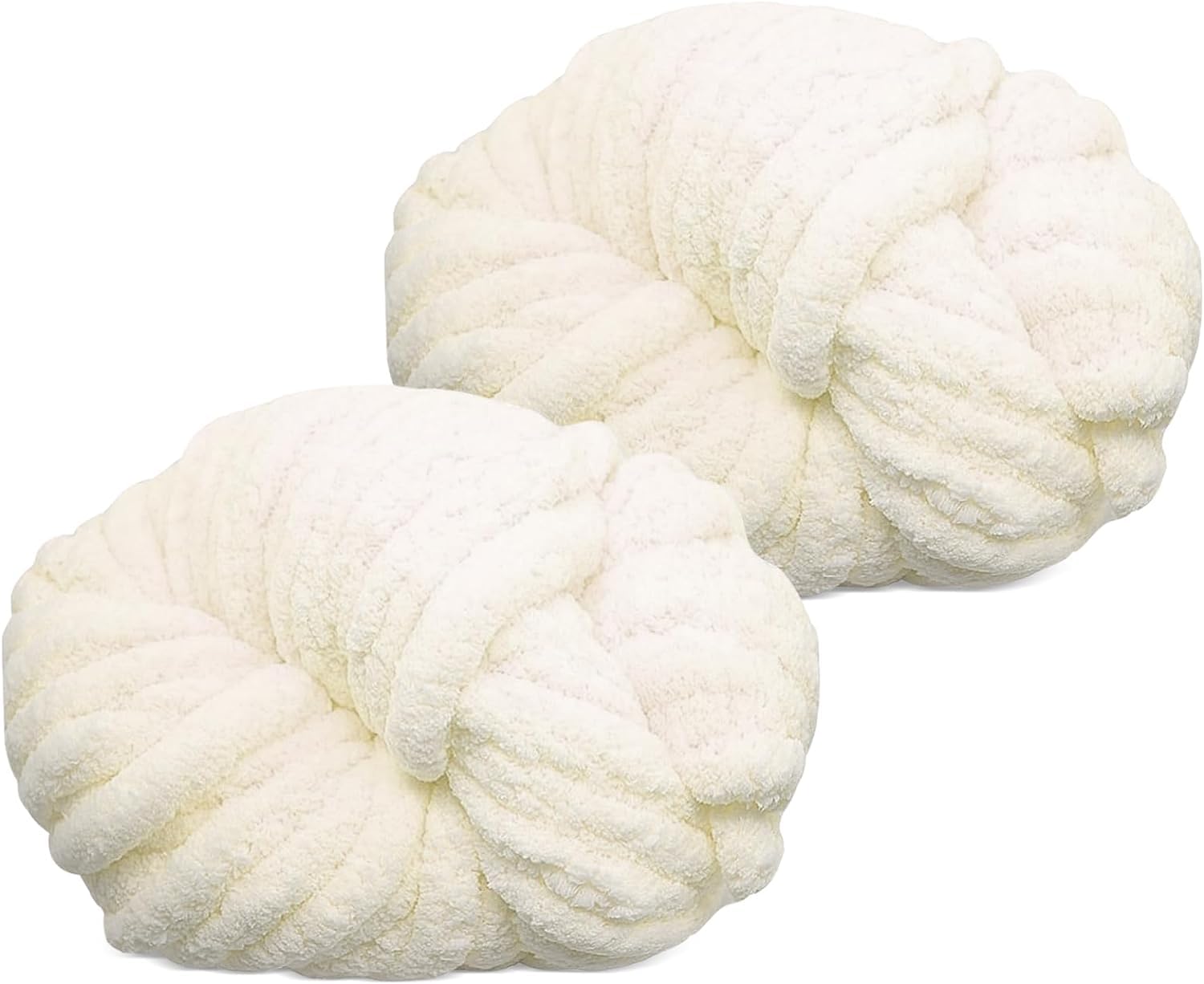 YushengTai Thick Wool, Pack of 2, 500 g White Wool Yarn Knitting Yarn, Super Soft Chenille Chunky Bulky Can be used for Cushions, Blankets, Scarves and Hats, cream-coloured, YM โ image 1