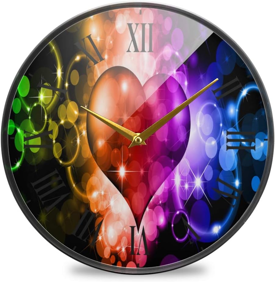 Wall Clock Battery Operated Abstract Bubble Love Clocks Large Silent Non Ticking Decorative Wall Clocks Vintage Desk Quartz Analog Quiet Clock for Living Room Bedroom Kitchen