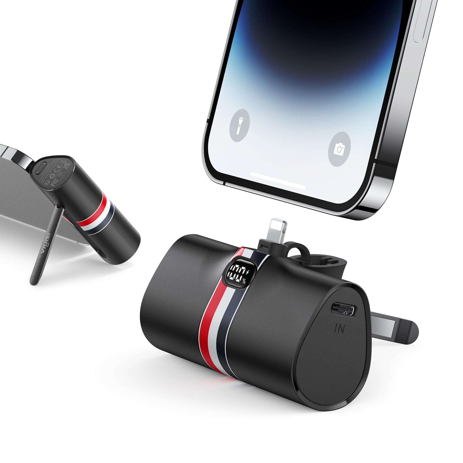 Photo 1 of VIYISI Mini Portable Charger for iPhone | 5000mAh 20W PD Fast Charging Battery Pack with Stand | Cute LED Display Small Power Bank for iPhone 14, 13, 12, 11, 8, 7, Pro Max, XR, XS, AirPods -Black