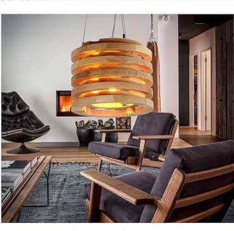 madera artesanal lampara colgante e27