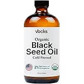 Black Seed Oil Organic Cold Pressed Unrefined Glass Bottle | USDA Certified Organic Black Cumin Seed Oil | High Thymoquinone Omega 3 6 9 | For Immune Support, Joints, Digestion, Hair & Skin | 8 Fl oz