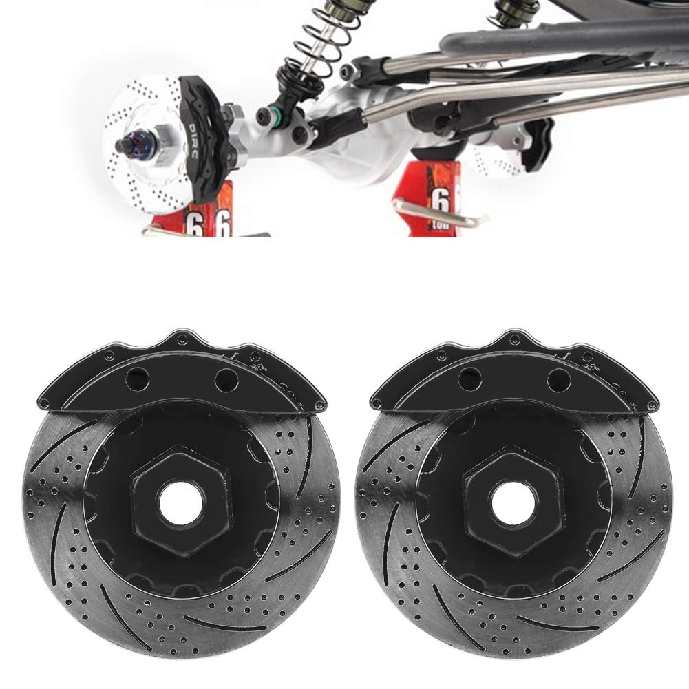 RC Brake Disc, 4Pcs Metal Simulation Brake Disc Calipers Compatible with 1/10 RC Series Car(Black) Model Car Accessories