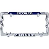 Elektroplate Officially Licensed – United States Retired Air Force Chrome-Plated 3D All-Metal Blue Font License Plate Frame Tag Holder for Cars/SUVs/Trucks Weather-Proof Automotive Accessory
