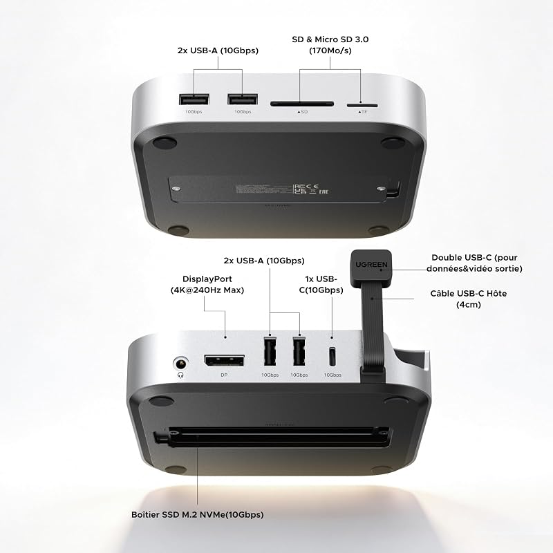 Docking Station Hub USB C et Support pour Mac Mini M4 et M4 Pro