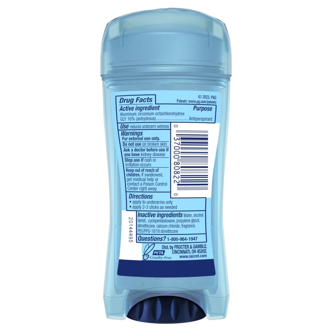 Secret Outlast Clear Gel Antiperspirant Deodorant for Women, Completely Clean, 2.6 oz (Pack of 4)