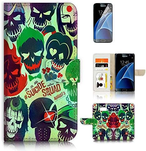 ( For Samsung S7 ) Flip Case Wallet Cover with Screen Protector - US B30029 - Joker Harley Quinn Evil B30029