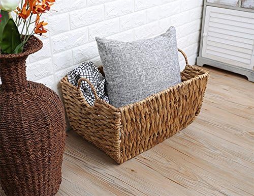 GRAS handwoven boat-shaped brown straw baskets with arched metal handles/ handmade large laundry basket/modern storage/Wholesales bulk