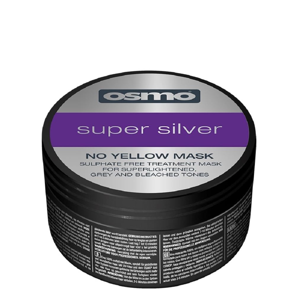 OSMO Super Silver No Yellow Mask 100 ml – Purple Toner Hair Mask for Blonde, Bleached & Grey Hair – Neutralises Brassy/Yellow Tones & Enhances Cool, Silver Colour