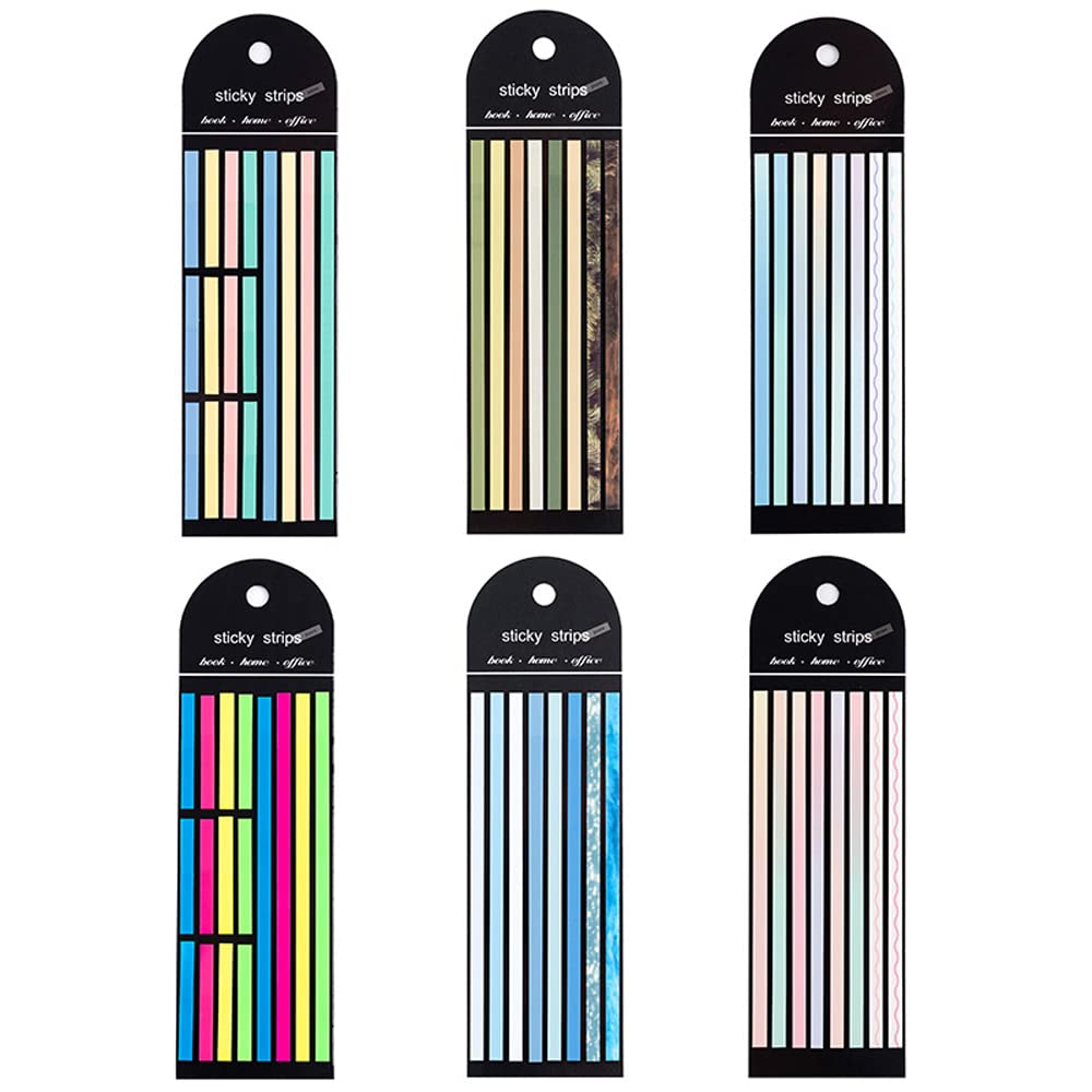 1280 Pcs Highlighter Tapes Highlighter Strip Translucent Fluorescent Macaron Neon Gradient Index Tabs Sticky Note Markers Long Page Coloured Tabs Note Flags Book Tabs Students Teachers Office School