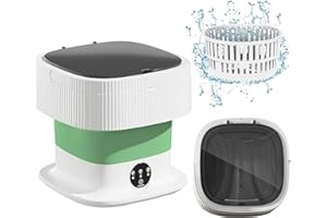 JAMINI Portable Washing Machine, 16L Small Compact Laundry Washer with Spin Dry, Mini Foldable Lavadora Portatil for Baby Clothes, Underwear, Socks or Small ltems, Apartments, Travel, Dorm（Green）