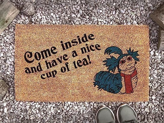 Labyrinth Film Worm Cup of Tea Quote Doormat - Fandom Funny Gift Doormat.Non Slip Floor Mat for Home Bathroom Kitchen Entrance 16 x 24 inch