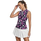 DFZNJRH Golf Shirt Womens Sleeveless Moisture Wicking Athletic Printed Polo Golf Tank Top Women (XS-4XL)