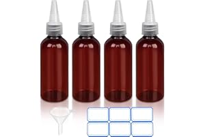 DTDNZKN 4 Pack 1 Oz (30ml) Amber Plastic Essential Oil Bottles with Funnel - No Droppers Needed