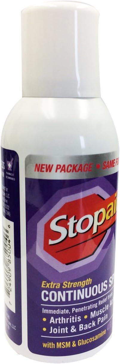Stopain Extra Strength Continuous Pain Relief Spray, 4 Ounces, Relieves Muscle and Joint Pain: Health & Personal Care