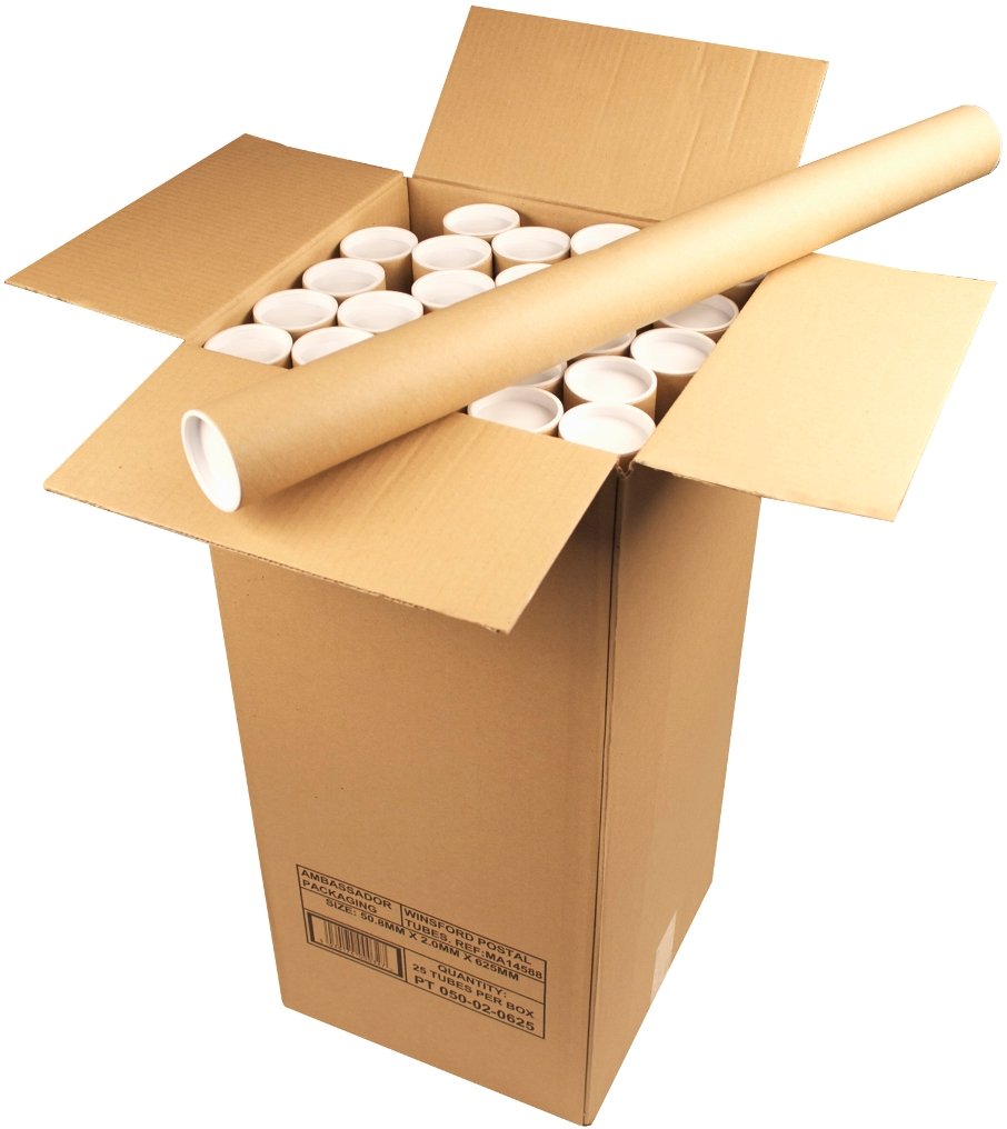 Ambassador Cardboard Postal Tube, 50mm diameter x 625mm (Box of 25), Brown