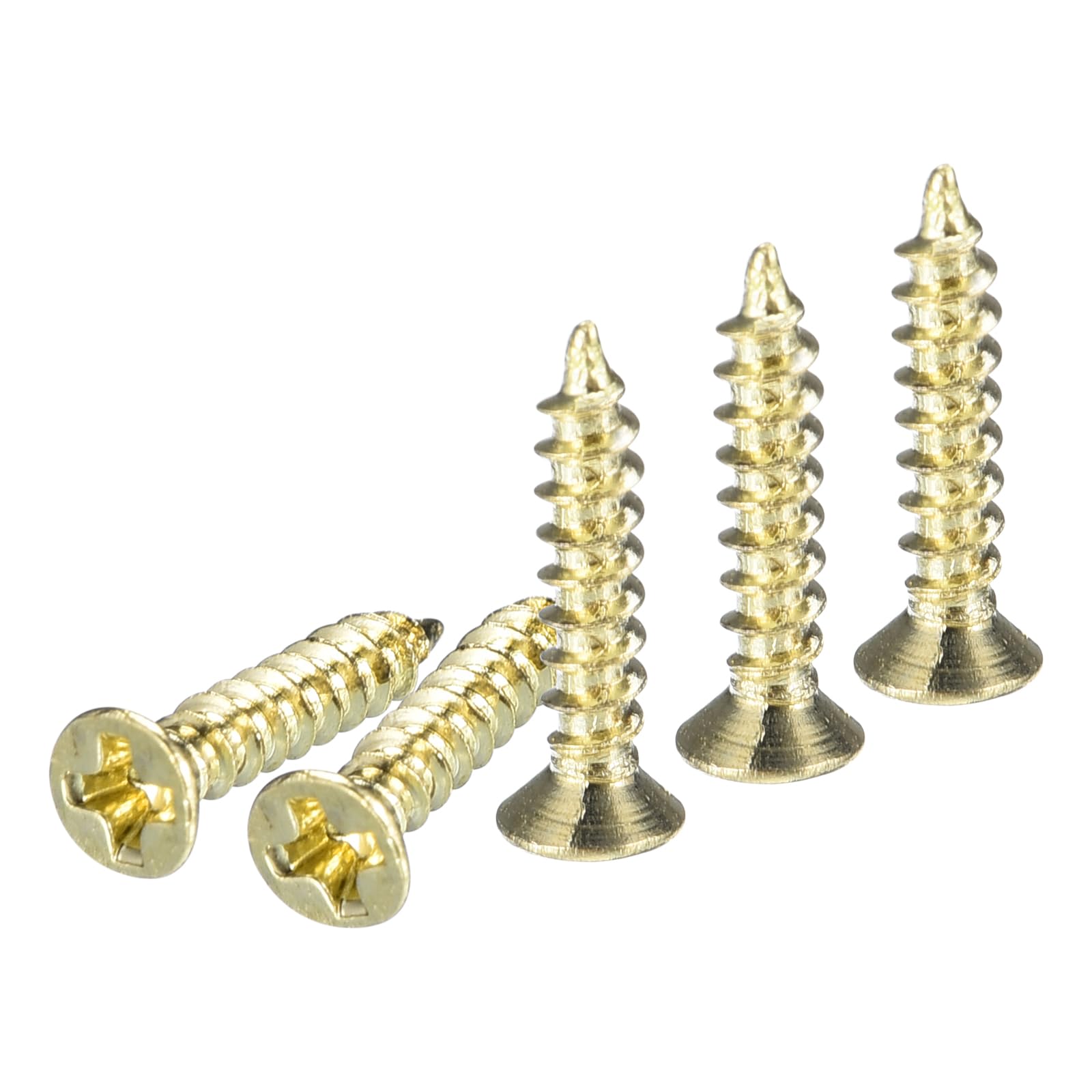 DTGN 200Pcs M2x10mm Flat Head Wood Screws, Carbon Steel Phillips Self Tapping Screws - Good for Woodworking, Furniture - Gold