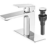 VOTON Chrome Bathroom Faucet Single Handle Bathroom Sink Faucet Lavatory Vanity Faucet with Pop Up Drain & Water Supply Lines