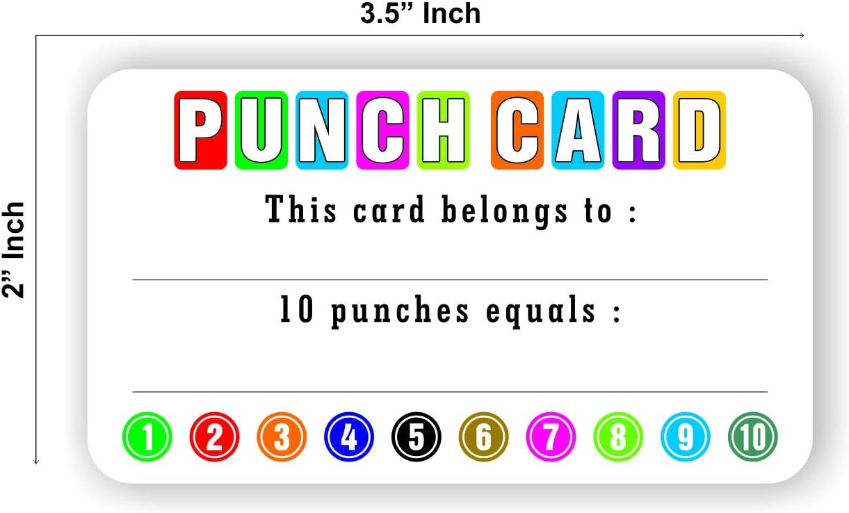 Punch Cards (Pack of 100) Incentive Loyalty Reward Card for Classroom Business Kids Behavior Students Teachers - 3.5" x 2" Inches: Arts, Crafts & Sewing