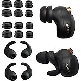 Double Flange Ear Tips &amp; Ear Hooks for Sony WF-1000XM5/M4 &ndash; Fit Silicone Earbud Tips + Anti-Slip Ear Hooks Combo (2-in-1 Bundle), Black