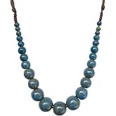 Zlanderah Boho Round Colorful Ceramic Beaded Necklace, Adjustable Hippie Statement Necklace, Handmade Ethnic Jewelry Gift for Women