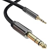 Cyberguys! 3.5mm to 1/4 Cable, TRS to TRS Stereo Audio Cord, 3.3ft | 3.5 to 1/4" Braided Cable, Gold-Plated Connectors, Cables for Guitar, Keyboard, Digital Piano, Speaker, Mixer, Amplifier