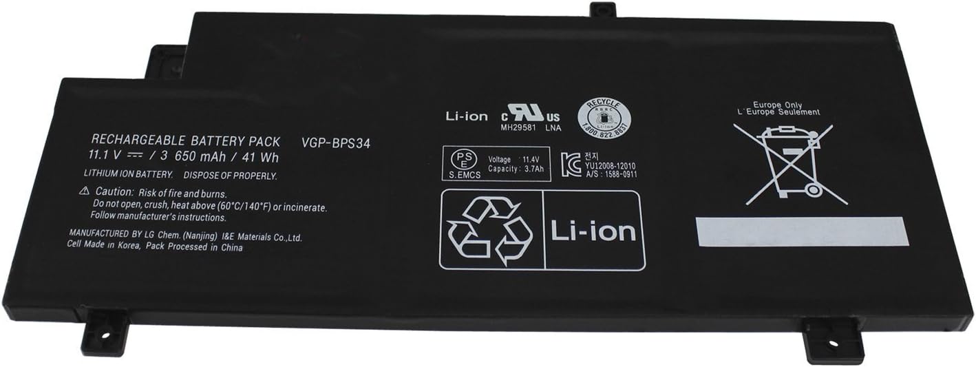 Gomart 41WH New VGP-BPS34 Battery For SONY VAIO 15 SVF15A16CXB SVF15A18CXB SVF15A1 SVF14AC1QL Laptop Battery