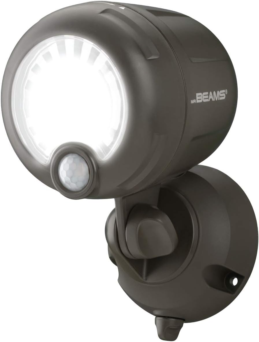 Mr. Beams MB360XT-Brn-01-00 Wireless 200 Lm Battery-Operated Outdoor Motion-Sensor-Activated LED Spotlight, Brown - - 
