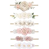 BFNAAgirl Baby Girl Headbands Nylon Flower Elastic Hairbands 6pcs Hair Accessories Gift for Newborn Infant Toddlers