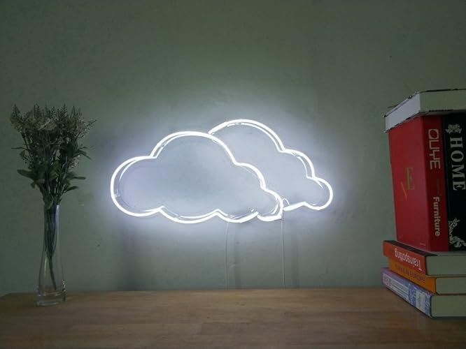 Clouds Real Glass Neon Sign For Bedroom Garage Bar Man Cave Room Home Decor Handmade Artwork Visual Art Dimmable Wall Lighting Includes Dimmer