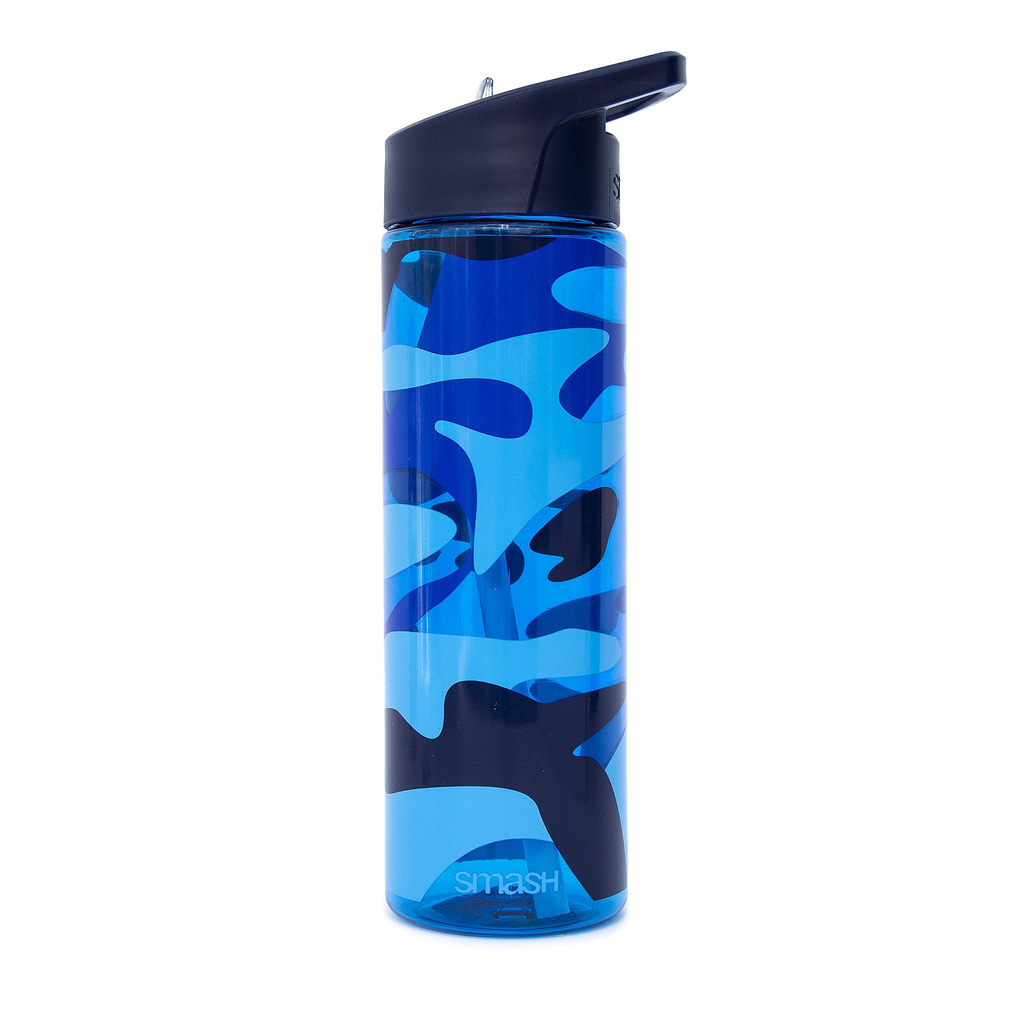 Smash Sipper Water Bottle with Straw 700ml Blue Camo Design — image 1