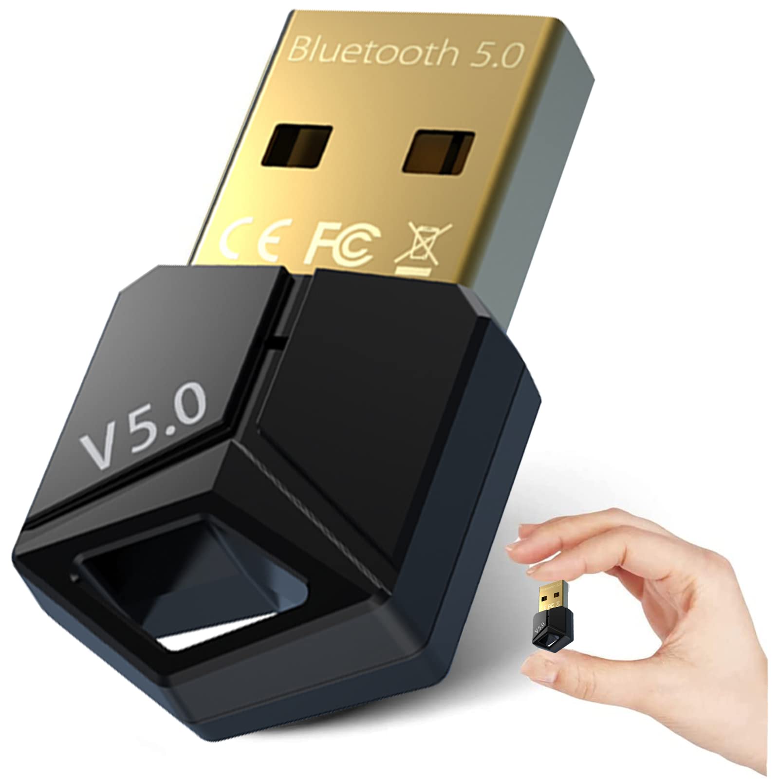 Bluetooth 5.0 Adapter, Mini USB Bluetooth Dongle Audio Transmitter Receiver Supports Win 7/8/8.1/10, Wireless Bluetooth Adapter for PC/Headset/Speakers/Keyboard/Printers