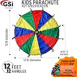 GSi Kids Play Parachute Rainbow 12 Ft with Handles 1:1 Size Pattern view 2