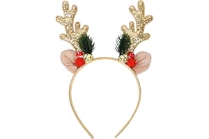 Gorbgle Reindeer Antler Headband for Christmas, Festive Deer Ears Headwear for Women, Cosplay Party Costume Hair Accessories