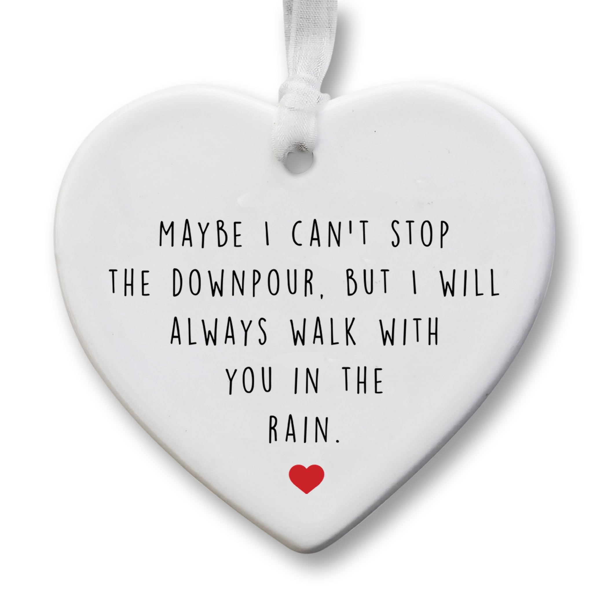 Walking With You in the Rain Ceramic Heart Gift – Sympathy Keepsake Ornament – Thinking of You Gift – Bereavement Support Plaque – 8cm x 7cm