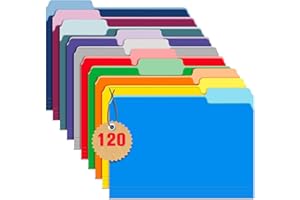 Gloween File Folders, 120 Pack Two-Tone Colored File Folders Letter Size, Assorted Colors Folders for School Office Supplies Documents Organization - 1/3-Cut Tabs, 10 Colors