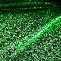 Brides Maids Double Sequins African Nigerian Tulle lace Fabric French Embroidered net Yarn lace Fabric for Wedding Gown Party (Sequined Fabric Green, 4 Yards)