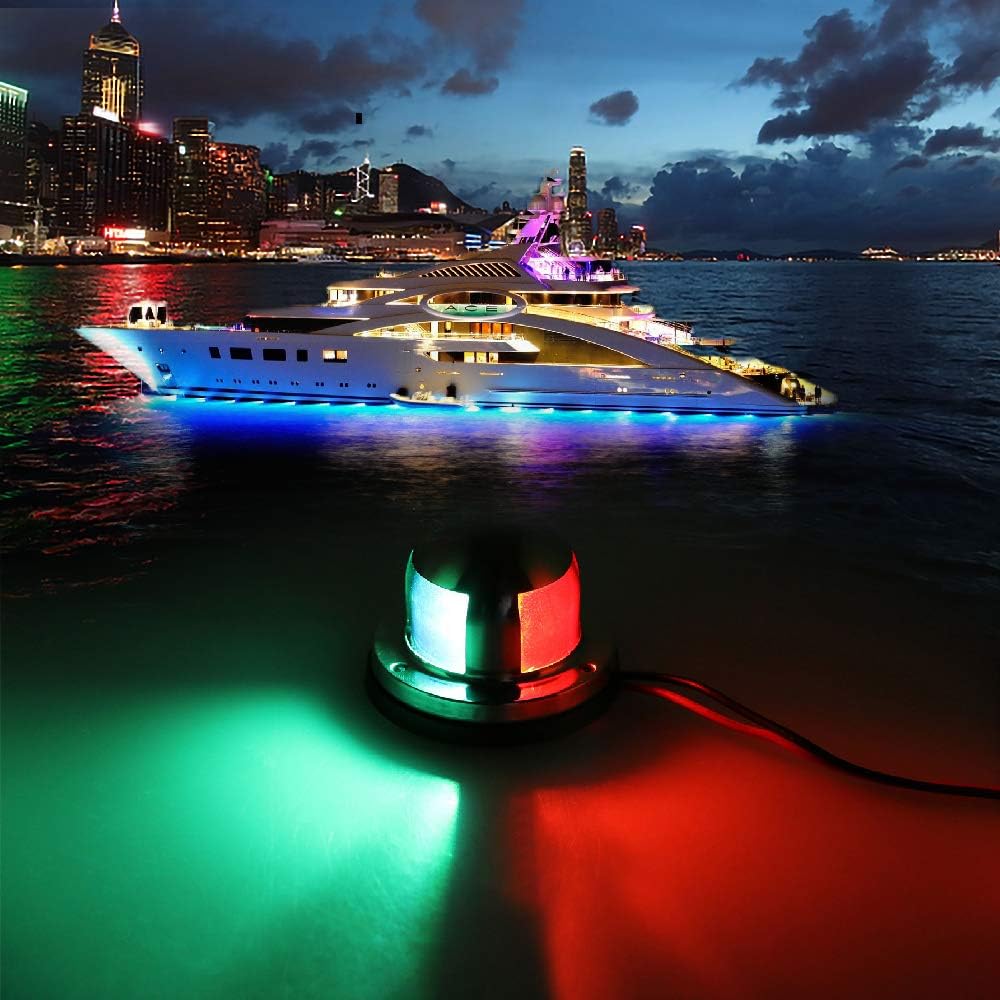 Acelane Boat LED Navigation Lights Marine Red & Green Sidelights Sailing Signal Lights Stainless Steel 12V IP65 Waterproof Boating Fishing Yacht Pontoons Chandlery Boat Skeeter (Navigation Light 01) : Sports & Outdoors