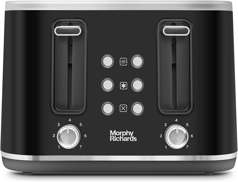 Morphy Richards Motive 4 Slice Toaster 1600W Black Browning Reheat Defrost