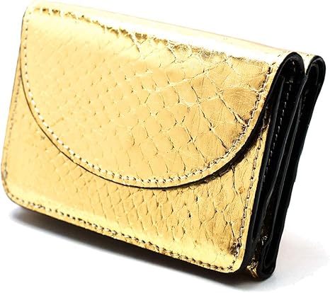 Amazon Co Jp Old Point オールドポイント ダジュール 三つ折り コンパクト 財布 ゴールド 本革 ダイヤモンドパイソン 蛇革 ヘビ革 ミニウォレット ミニ財布 メンズ レディース 可愛い スマイル型 ホーム キッチン