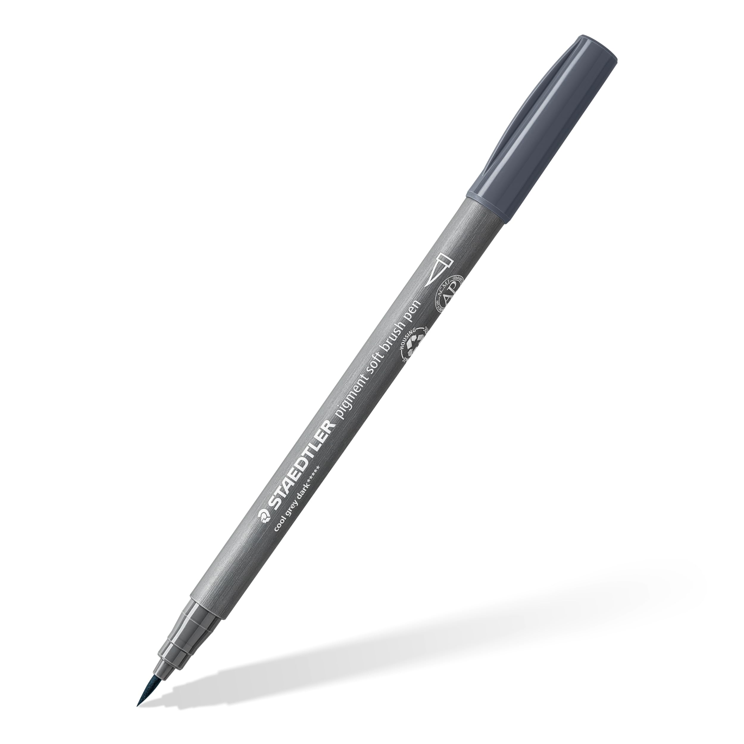 STAEDTLER 372-871 Pigment Arts Soft Brush Pen - Cool Grey Dark (Box of 10)