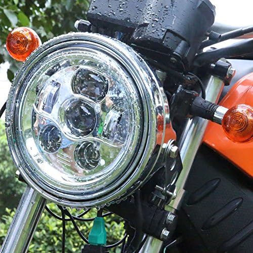 5-3/4 inch LED Motorcycle Headlight for Harley Davidson Daymaker Sportster Dyna Iron 883 Triple Low Rider Super / Wide Glide Street Bob Night Rod 5.75" Headlamp Round Projector Silver Hi Lo Beam