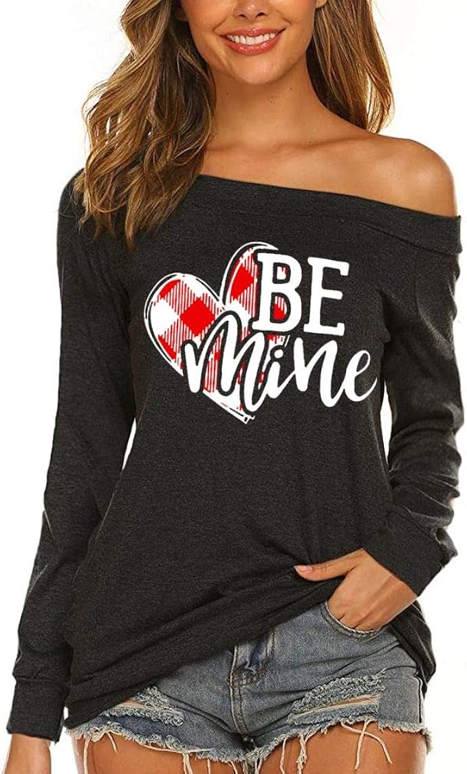 LOTWOF Valentines TShirt XOXO Top Buffalo Plaid Shirts for