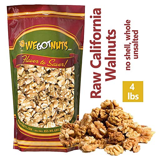 California Raw Walnuts- 4 Pounds, Resealable Package-Fresh, No Shell, Unsalted-All Natural Dry Halves and Chopped Pieces…