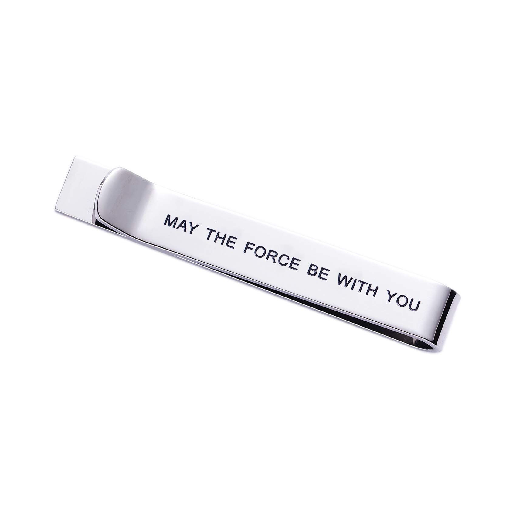 May The Force Be with You Tie Clip Star Wars Fan Gift Funny Gift Stainless Steel Polished Finish Tie Clips Men Women (May The Force Be with You)