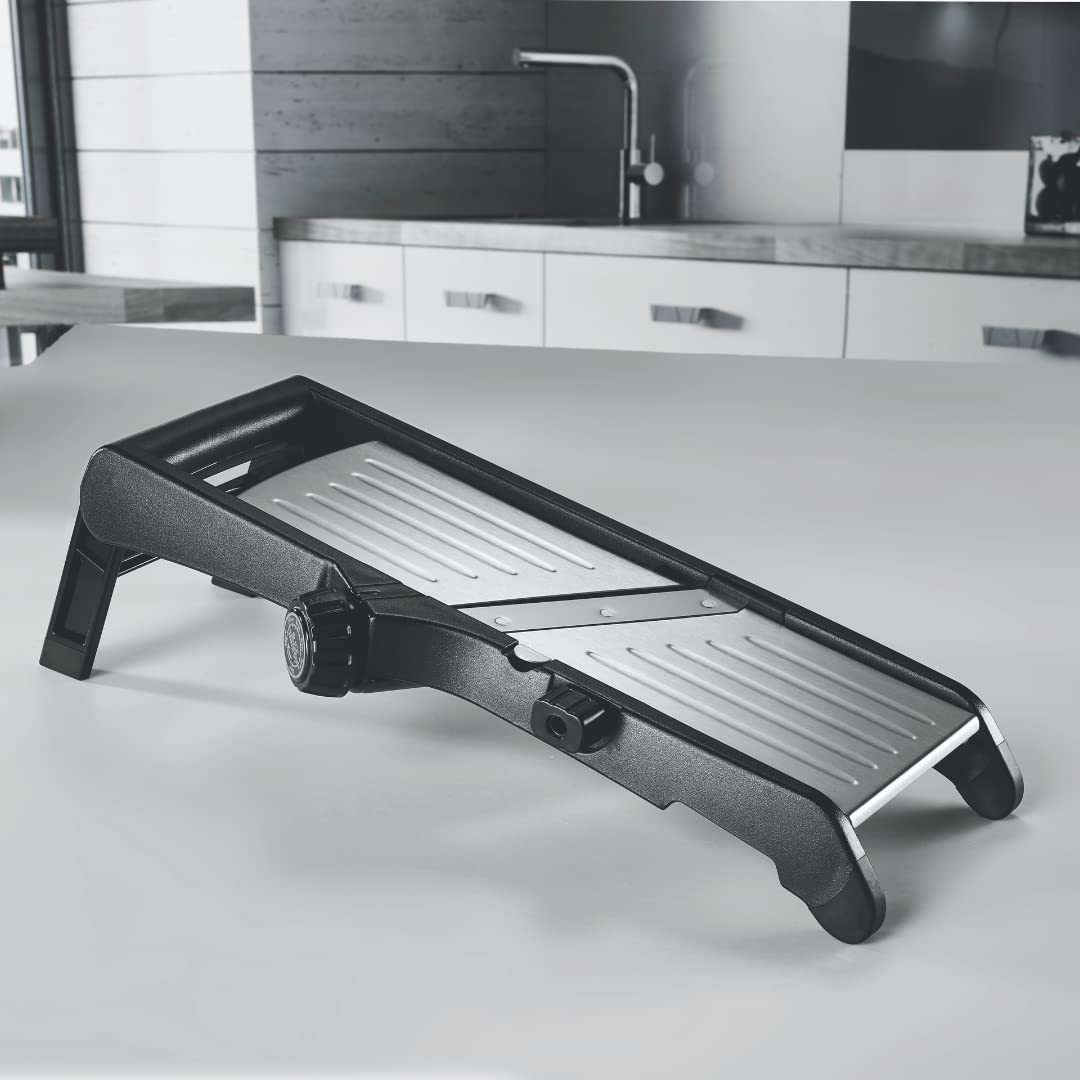 Ideal Pro Mandoline Vegetable Slicer, Professional, Adjustable Stainless Steel Slicer for Fruit and Vegetables. Free Cut Resistant Glove and Cleaning Brush